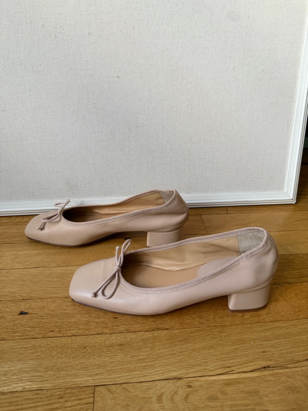 Margaux The ADA Women’s Ballet Pump Heels in Blush Beige with Bow - Picture 3 of 8